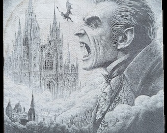 Dracula Castle Laser Engraved Canvas 8 x 6