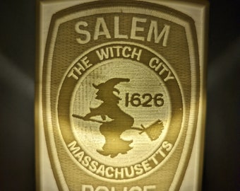 Salem MA Police Department Patch Nightlight 3d Printed Lithophane