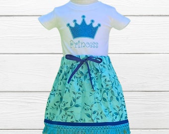 Ready to ship out today- Size 12 months Israelite Princess Skirt and Embroidered matching shirt