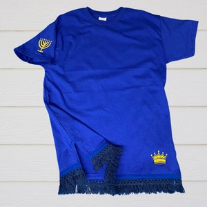 Hebrew YOUTH T-shirt with fringes,fringes, fringed T-shirt, Hebrew Israelite garments, clothes with fringes,garments with fringes,Israelite