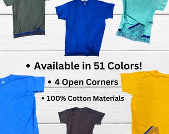 Men's Israelite T-Shirts with MATCHING Fringes,Hebrew shirt with fringes,Fringes,Hebrew Israelite, garments with fringes,51 Colors available