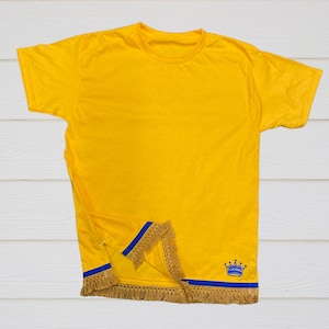 Men&#39;s Israelite T-Shirts with MATCHING Fringes Embroidered  Gold Crown, T-shirt with fringes,fringes, Hebrew Israelite garments with fringes