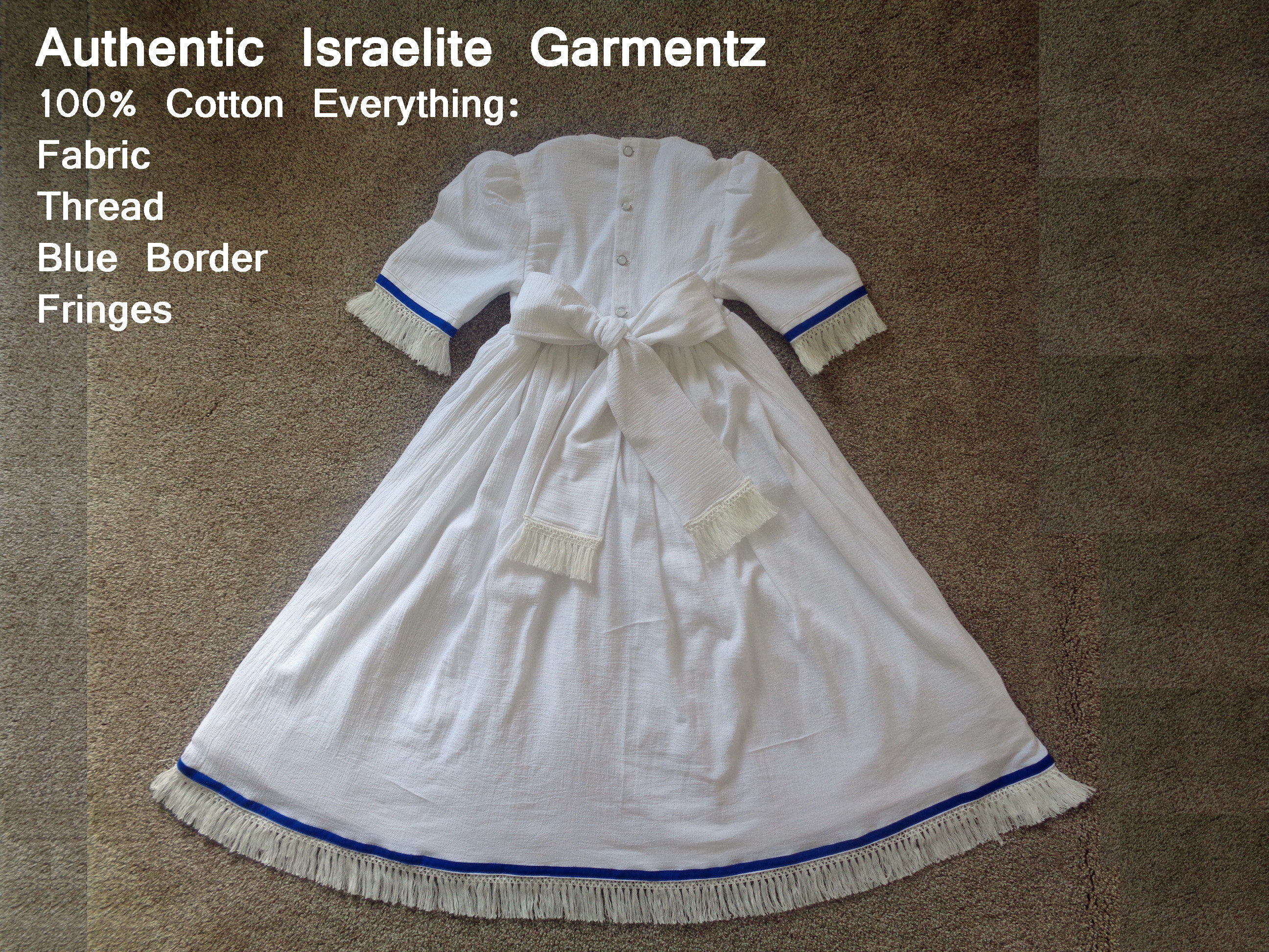 Israelite Dress with Fringes, Girls Dress with Fringes, Fringed Dress, Hebrew Garments, Israelite Clothes, Fringes