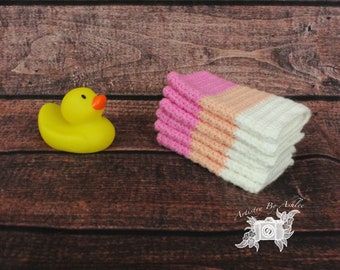 Baby Washcloths - Set of 6 - Sherbet Tri-Color Set