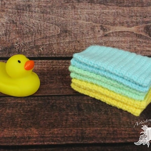 Baby Washcloths - Set of 6 - Blue, Green, Yellow