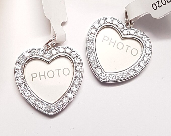 Silver sterling 925 necklace #love#friendship gift pendant photo frame heart,zirconium photo frame,