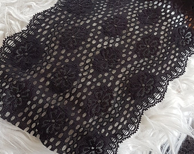 Only 5eu/m 15 cm Black stretch lace underwear,flower print lingerie stretch guipure trousers lace black, DIY accessories black lace trim