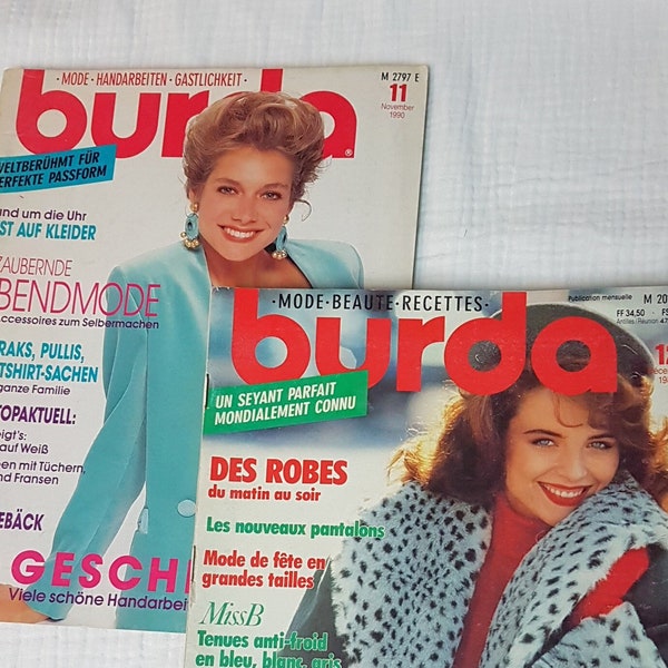 Journal de couture vintage rétro Burda, journal de couture Deutschland Burda, 1989 vintage décembre style Burda, Vintage France Burda 1990 novembre