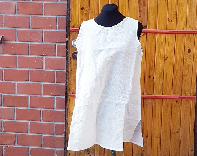 White linen women tunic/dress,maternity woman Linen top/tunic, linen tunic/dress, loose oversize linen tunic,white loose linen woman top