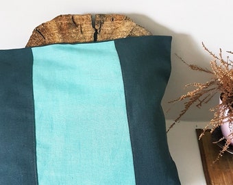 Linen striped pillow case,dark gray linen pillow ,turquoise blue linen pillow,striped linen pillow,Gestreiftes graues Leinen KISSENBEZUG