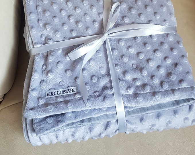 Muslin baby blanket, Unisex gray muslin minky blanket, gender neutral baby toddler throw blanket, Musselin baby Deck