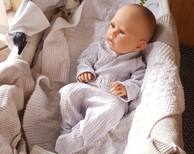 Coming home neutral Muslin double gauze baby set,long sleeve wrap muslin bodysuit,muslin footed newborn pants,Musselin für Neugeborene