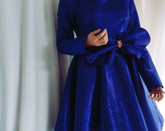 Sparkling royal blue elegant woman dress, elegant evening /holidays /Christmas royal blue shiny dress,unusual solid dress navy diamond shine