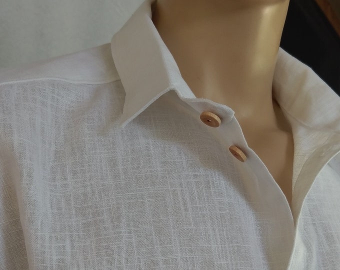 Colors#short/long sleeve #Pure linen Men's shirt, short/long sleeve man buttons panel linen shirt, white linen shirt