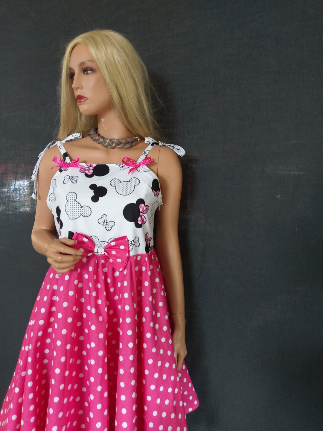 Inspired Mouse Heads Print Pinafore Women/girl Dress, Mouse Heads