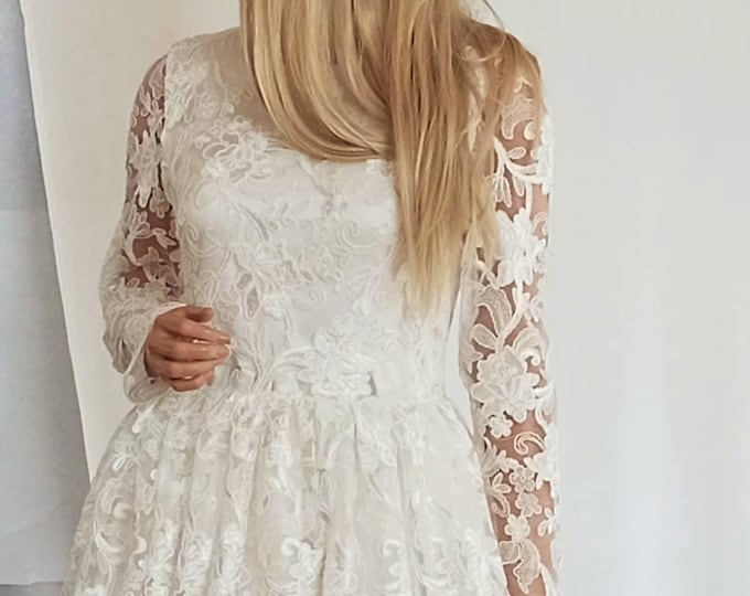 Elegant richly embroidered ivory wedding dress,solid ivory bridal embroidered guipure dress,Elegantes reichhaltiges Hochzeitskleid für Damen