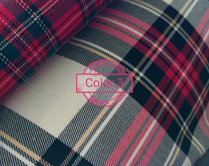 Colors # Only 9 eu /meter 230gr Scottish check tartan traditional fabric, beige/red/navy/grey check fabric, buffalo red, rote karote Stoff