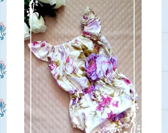 Off shoulder Baby girl summer romper floral jumpsuit,girls playsuit,Baby bodysuit Vintage BOHO romper,floral girls off shoulder romper