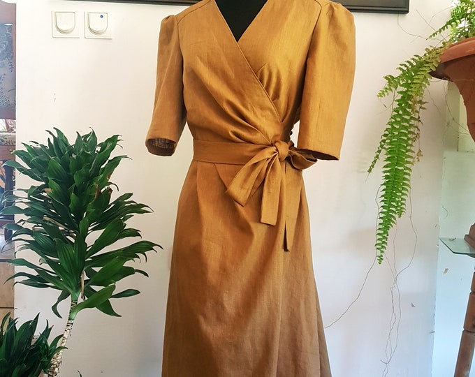 Colors#Mother&daughter Elegant Vintage envelope linen,retro linen wrap dress short sleeve Casual elegant dress,Leinen damen kimono kleid