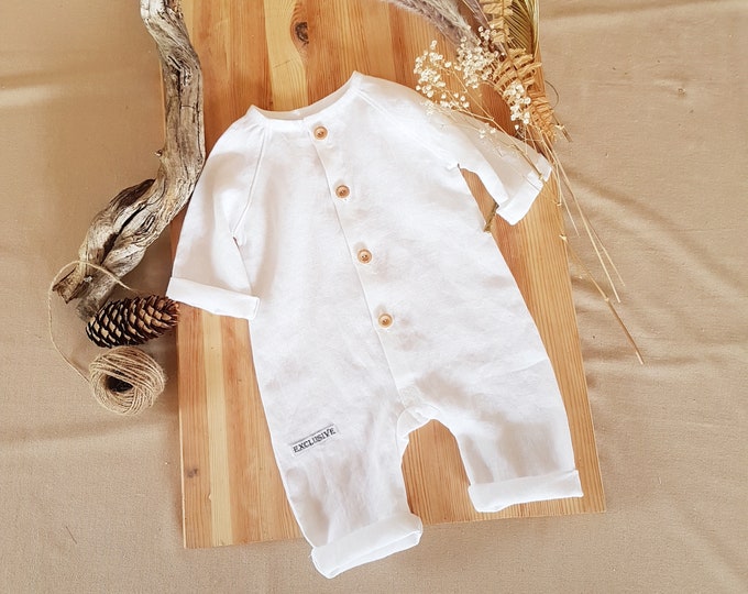 Colors# Pure linen long sleeve neutral baby boy/girl romper,newborn linen sleepsuit,coming home baby outfit,linen baby playsuit jumpsuit