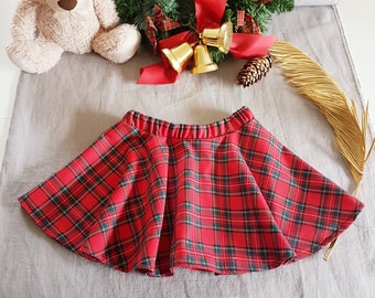 Ready,Skater circle skirt /girl Scottish check tartan traditional skirt,beige/grey/red/navy tartan check plaid skirt