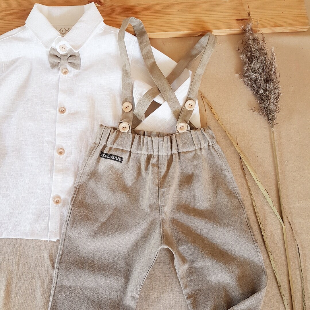 Baby Boy Linen Birthday Outfit ,christening Boy Linen Outfit, Wedding