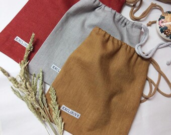 Linen bags, natural small linen bag, Ecological linen bag, product store linen bag
