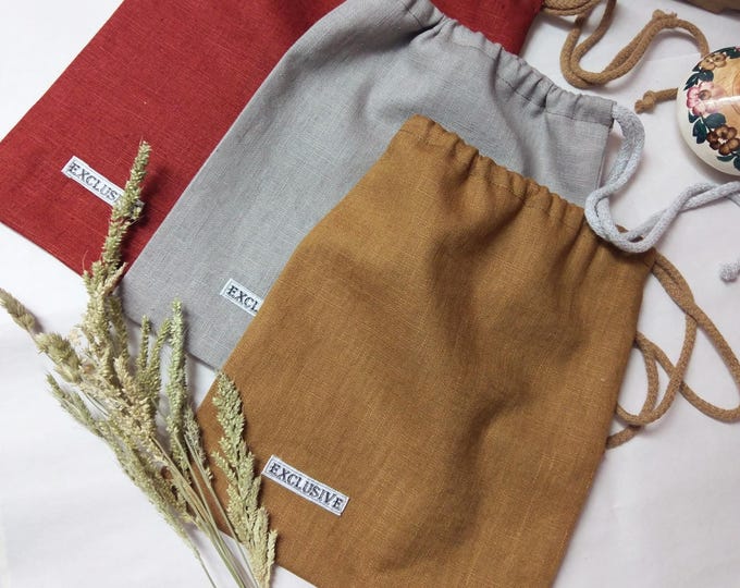 Linen bags, natural small linen bag, Ecological linen bag, product store linen bag