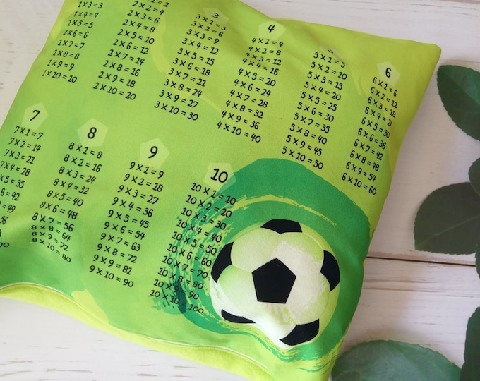 Soccer lover Green boy foodball education table math pillow case, educational pillow boy, green pillow boy, foodball pillow, gift for boy