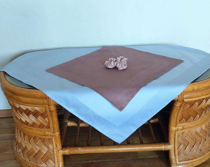 Satined cotton thick dusty blue,dusty plum, terracotta and Sage green tablecloth