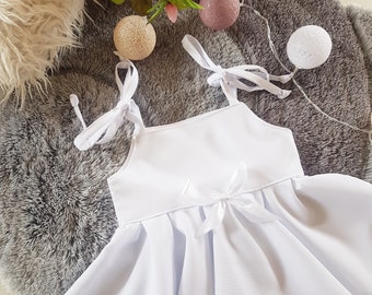 Pure white baby girl sundress, girl sundress white, birthday white girl dress, summer white sundress, party white dress