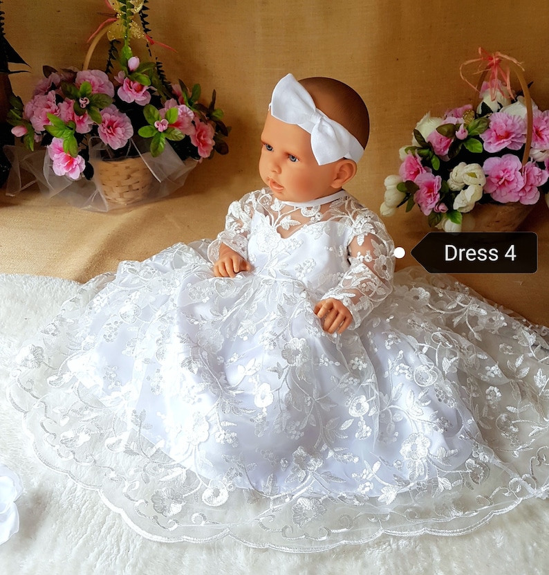 Dress choiceParty baby dress,baptism baby gown, birthday girls clothes,christening baby girl dress,ruffled white baby dress,taufkleid image 2