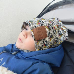 2pcs Extra price Mütze,kindermütze,Kinderstirnband maus,Jungen stirnband mädchen junge mütze black,Maus mützen set,maus beanie hat and snood