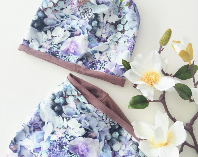 2pcs.Mütze girls hat with the snood,Beanie und Loop Set,winter Garden Sweat Brown kindermütze,mädchen junge mütze,mützen set lilac