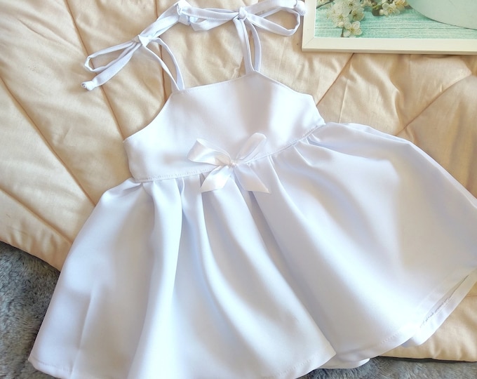 Pure white baby girl sundress, girl sundress white, birthday white girl dress, summer white sundress, party white dress