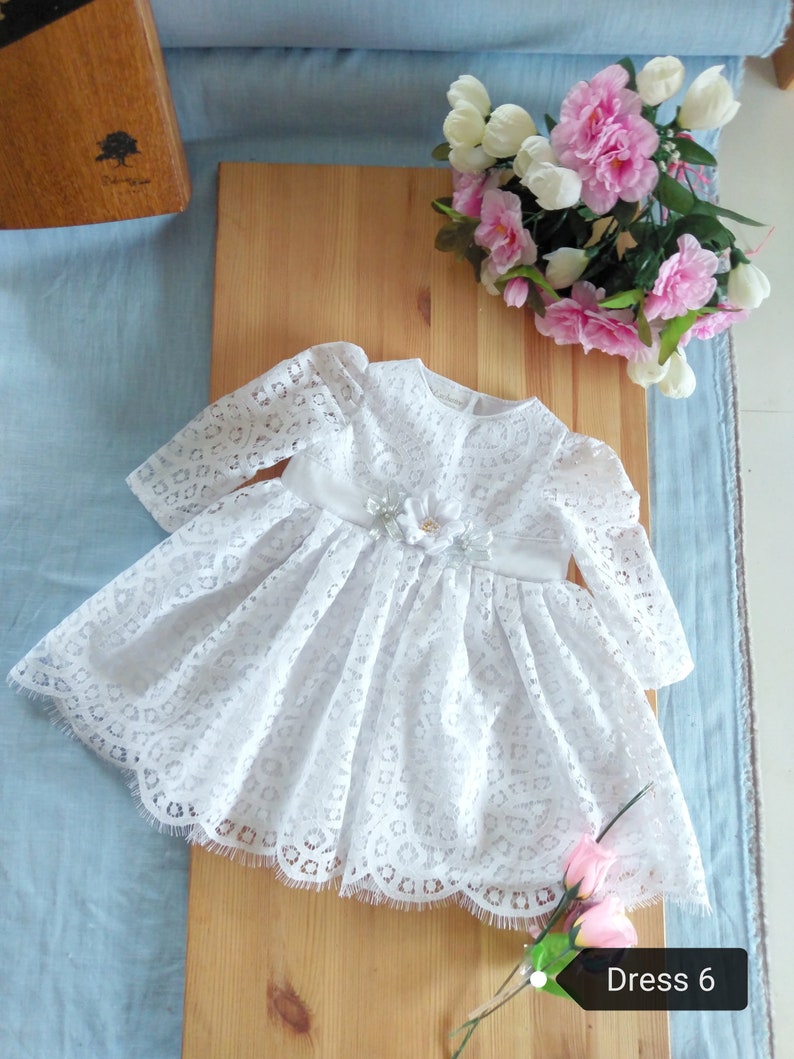 Dress choiceParty baby dress,baptism baby gown, birthday girls clothes,christening baby girl dress,ruffled white baby dress,taufkleid image 4