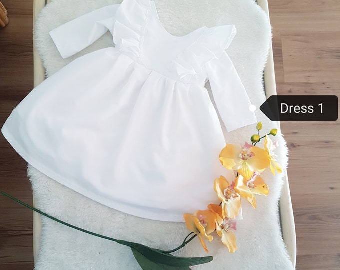 Dress choice#Party baby dress,baptism baby gown, birthday girls clothes,christening baby girl dress,ruffled white baby dress,taufkleid