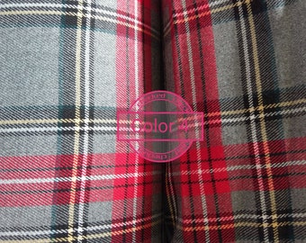 Colors#Only 9 eu /meter 230gr/m2 Scottish classic tartan check red/grey/navy/creamy fabric, Stoff karierte rot, red buffalo check