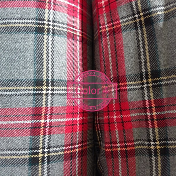 Colors#Only 9 eu /metr 230gr/m2 Scottish classic tartan check red/grey/navy/creamy fabric, Stoff karierte rot, red buffalo check