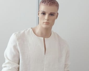 Linen men long sleeves elegant top # Father and son matching apparel, Boy linen long sleeve top,Men's linen classic fashionable top