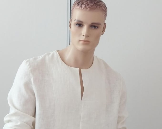 Linen men long sleeves elegant top # Father and son matching apparel, Boy linen long sleeve top,Men's linen classic fashionable top