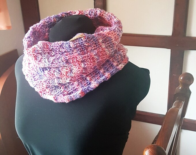 Boho Knitted acrylic colorful chunky cowl scarf,women shawl,Vintage soft acrylic rainbow woman scarf,Gift for her,Chunky Gugel Schal Frauen