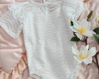 Long/short sleeve elegant Ruffled lace leotard,dancing leotard for girl,newborn lace leotard,Birthday baby clothes, christening girl leotard