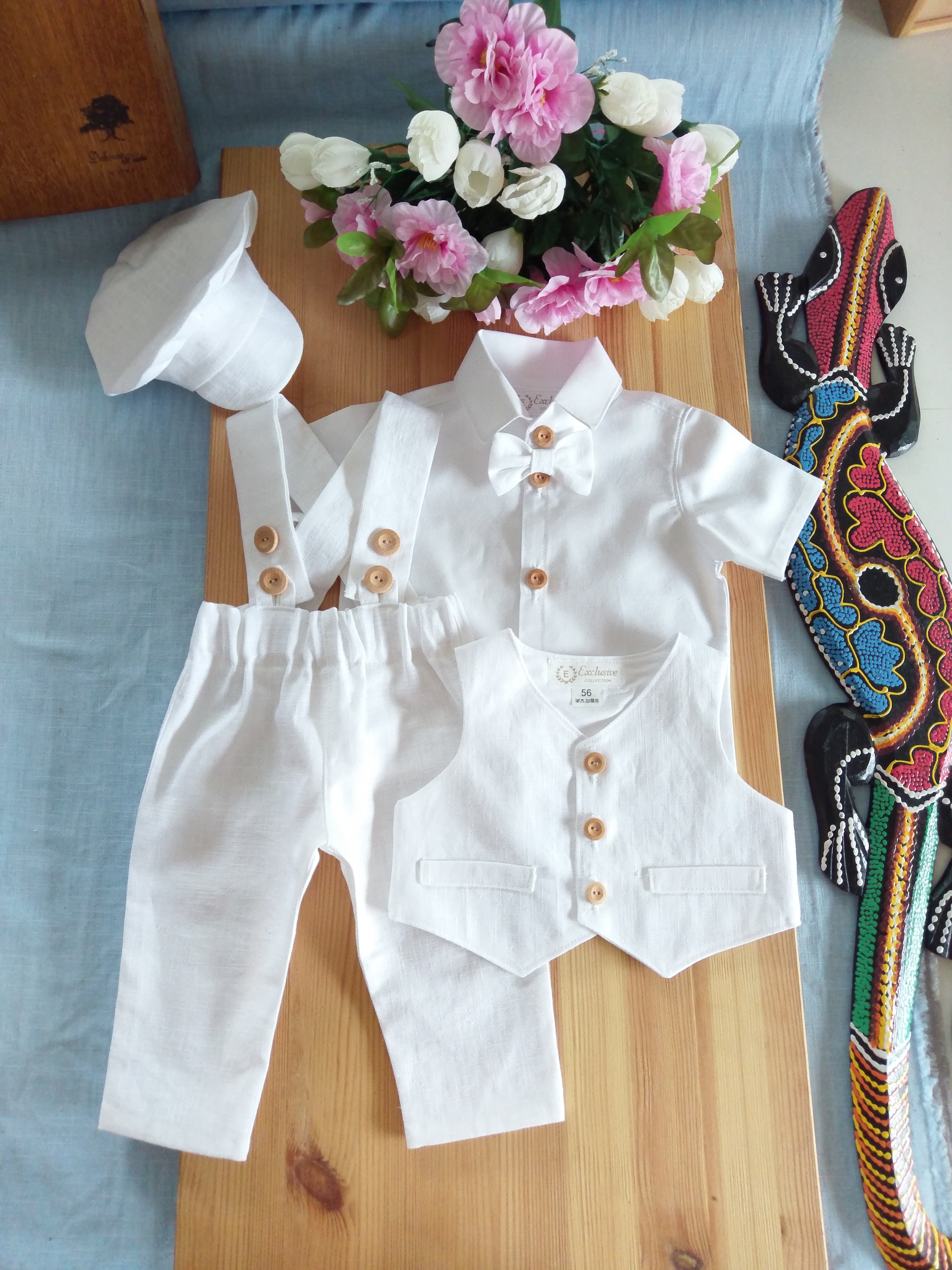 Linen Baptism Suit Etsy