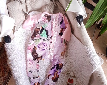 Coming home baby girl footed romper,sleeping footed romper,pink sleeping Romper,Mother&daughter,love,Kit für Neugeborene,gift newborn