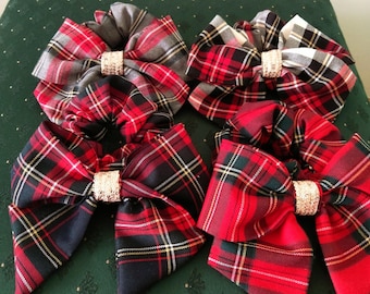 Colors#Tartan check big scrunchies,hair big bow checked scrunchies,hair accessories scrunchies bows, Haar Accessoires