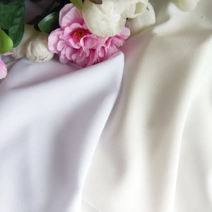 Matte Crepe fabric #snow white#ivory crepe fabric, bridal crepe, wedding crepe, dressmaking crepe fabric, Crepe Stoff
