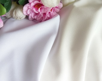Matte Crepe fabric #snow white#ivory crepe fabric, bridal crepe, wedding crepe, dressmaking crepe fabric, Crepe Stoff