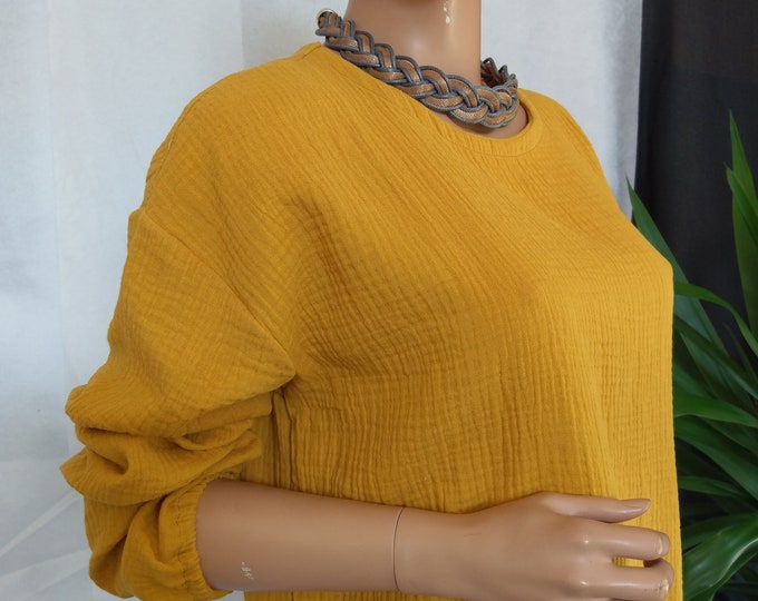 Colors#Muslin double gauze women top long sleeve, Damen blouse aus Musselin,Long sleeve women gauze Shirt#blouse#tank top#Elegant muslin top