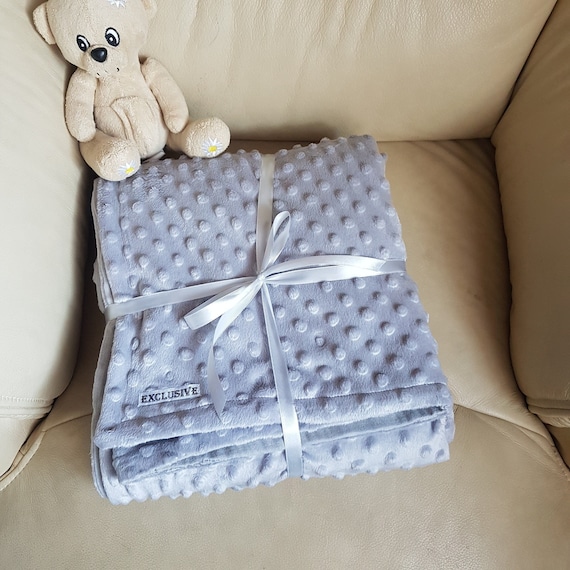 Muslin Baby Blanket, Unisex Gray Muslin Minky Blanket, Gender Neutral Baby Toddler Throw Blanket, Musselin Baby Deck